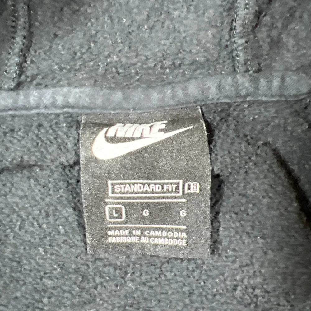 Nike Hoodie Girls Large Black Cotton Raglan Sleeve Fleece Lined Stretch Full Zip